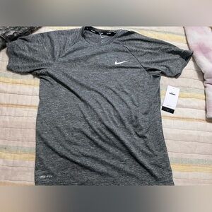 Nike Gray Heather Athletic Tee with White Swoosh